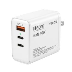 Cargador Rápido Nebro VGA-030 3 Puertos QC3.0 + Doble USB-C 20W