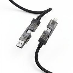 CABEL NEBRO Modelo WD-310 4 EN 1 TRENZADO DE ZINC TRANPARENTE DE 240W 1.2MTS