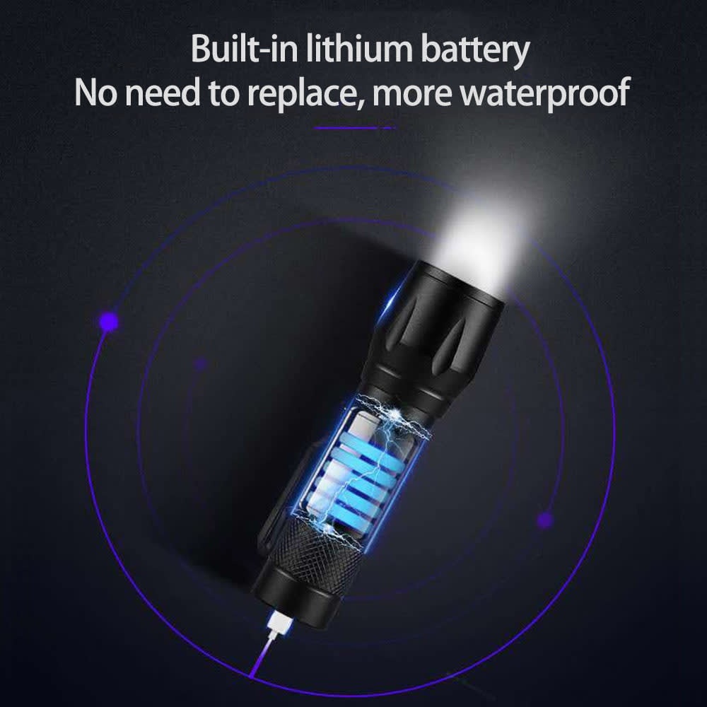 Lampara Táctica Recargable Usb Led 2000l Luz Lateral + Clip Moreka MB-5132
