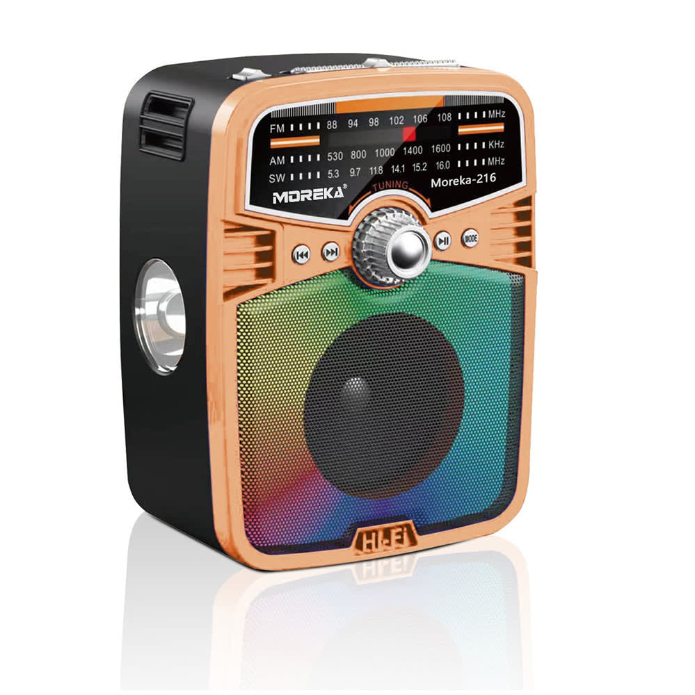 Bocina Radio FM - AM  Moreka 216, Bluetooth, TF Card, Lampara, USB2