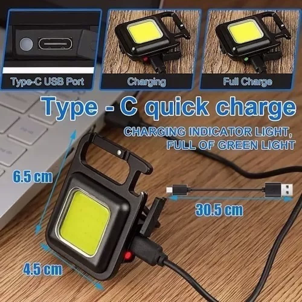 Lampara Mini 800 Lumens Iman Usb Tipo C Llavero Destapador Moreka LJ-0581