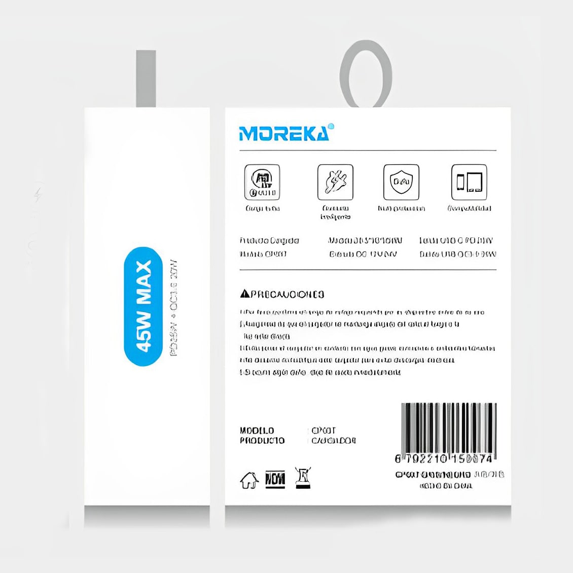 Cargador De Carro Moreka CP007 Plug In 45W puertos USB y C3