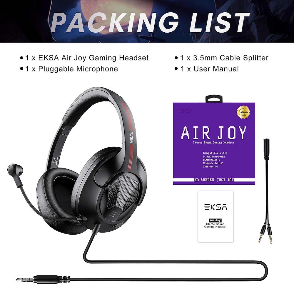 Diadema Gamer EKSA Air Joy micrófono, auriculares con cable para PC, Xbox PS4, PS5, Switch, micrófono con cancelación de ruido3
