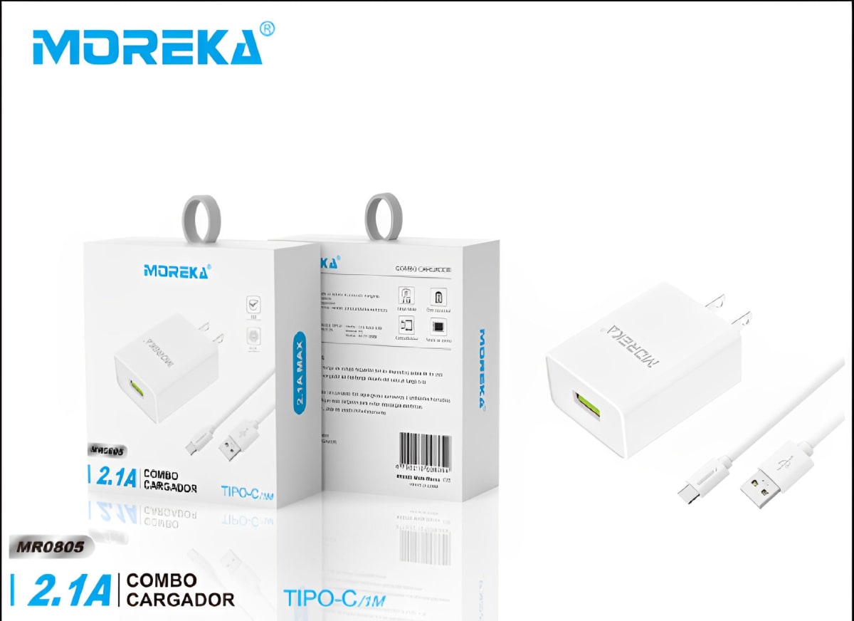 Cargador Tipo C Moreka MR0805 2.1A Incluye Cable tipo C3
