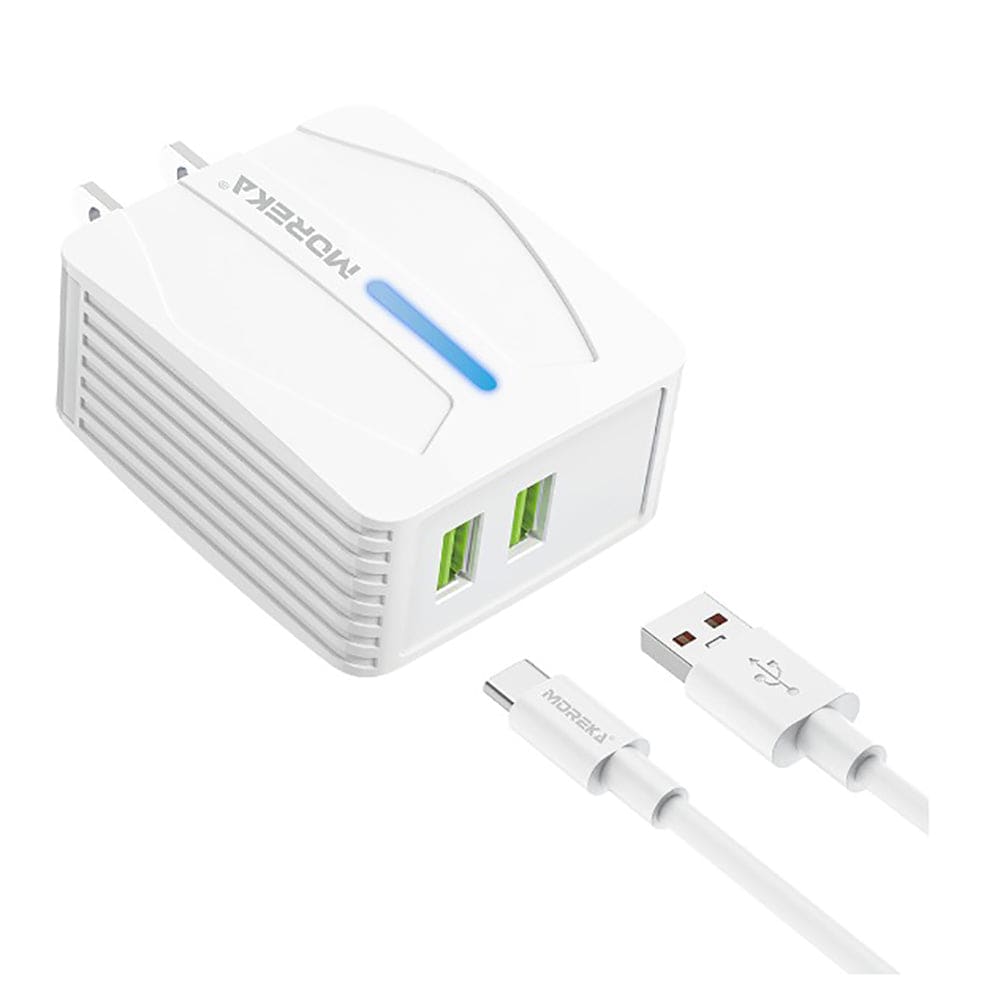 Cargador Moreka N0412 2.4A 2 USB Incluye Cable tipo C 1M1