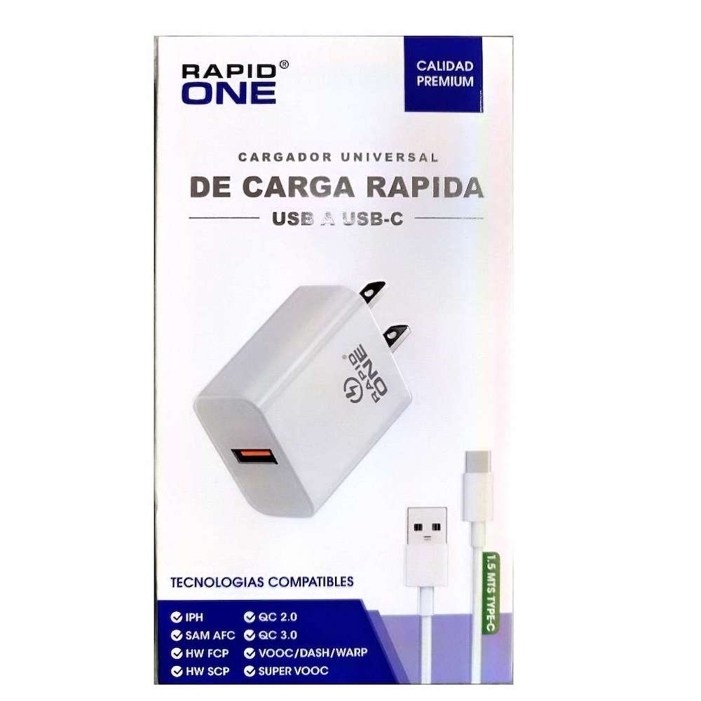 Cargador tipo C RAPIDONE CR1 20W, 3.1A, Cable 1.5M3