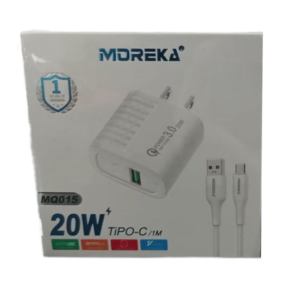 Cargador MOREKA MQ015 20W, 3.1A Incluye Cable USB - C3