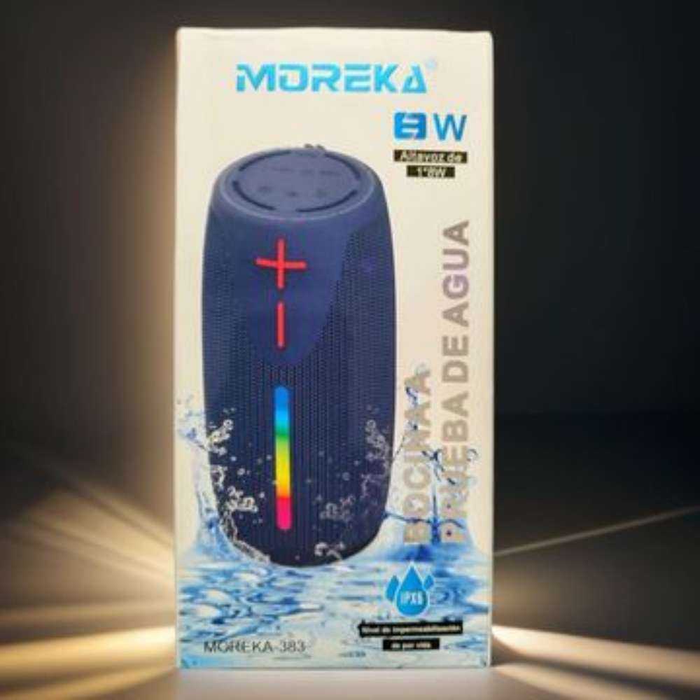 Bocina Bluetooth Moreka 383 RGB Radio FM Resistente al agua IPX6 8W5