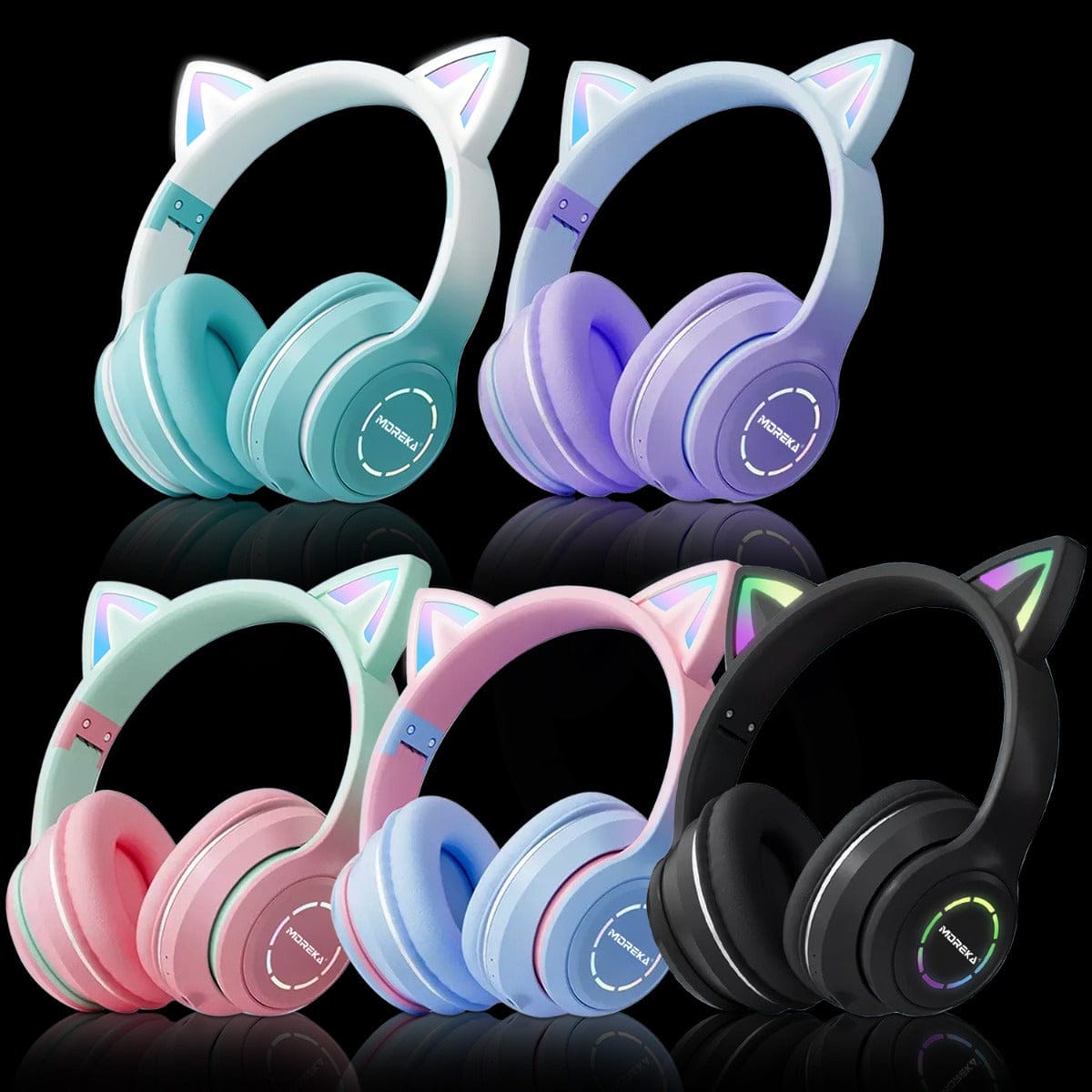 Diadema Gato Bluetooth inalámbrico Baja latencia larga duración RGB ST89M4