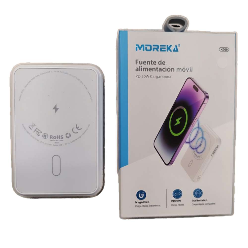 Powerbank Moreka K060  5000 mAh Carga Rápida 20W inalámbrica5