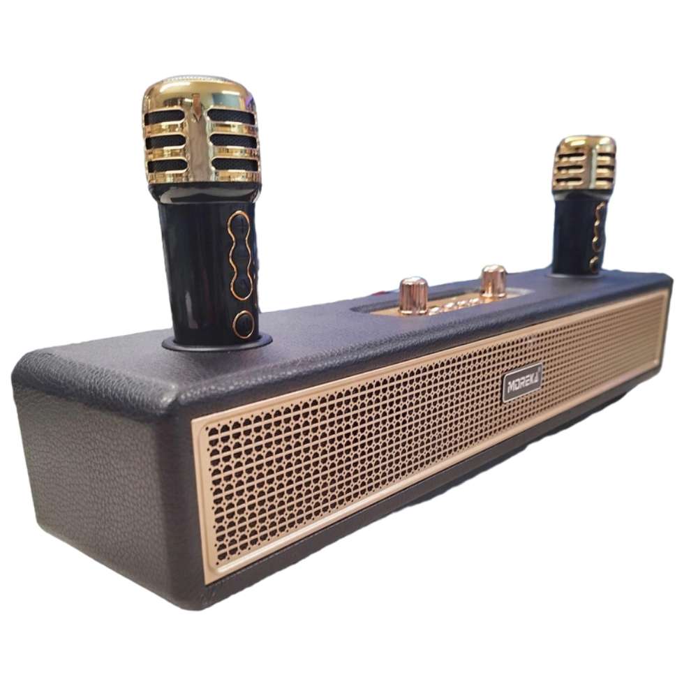 Bocina Karaoke Bluetooth FM dual microfonos retro Moreka 3821