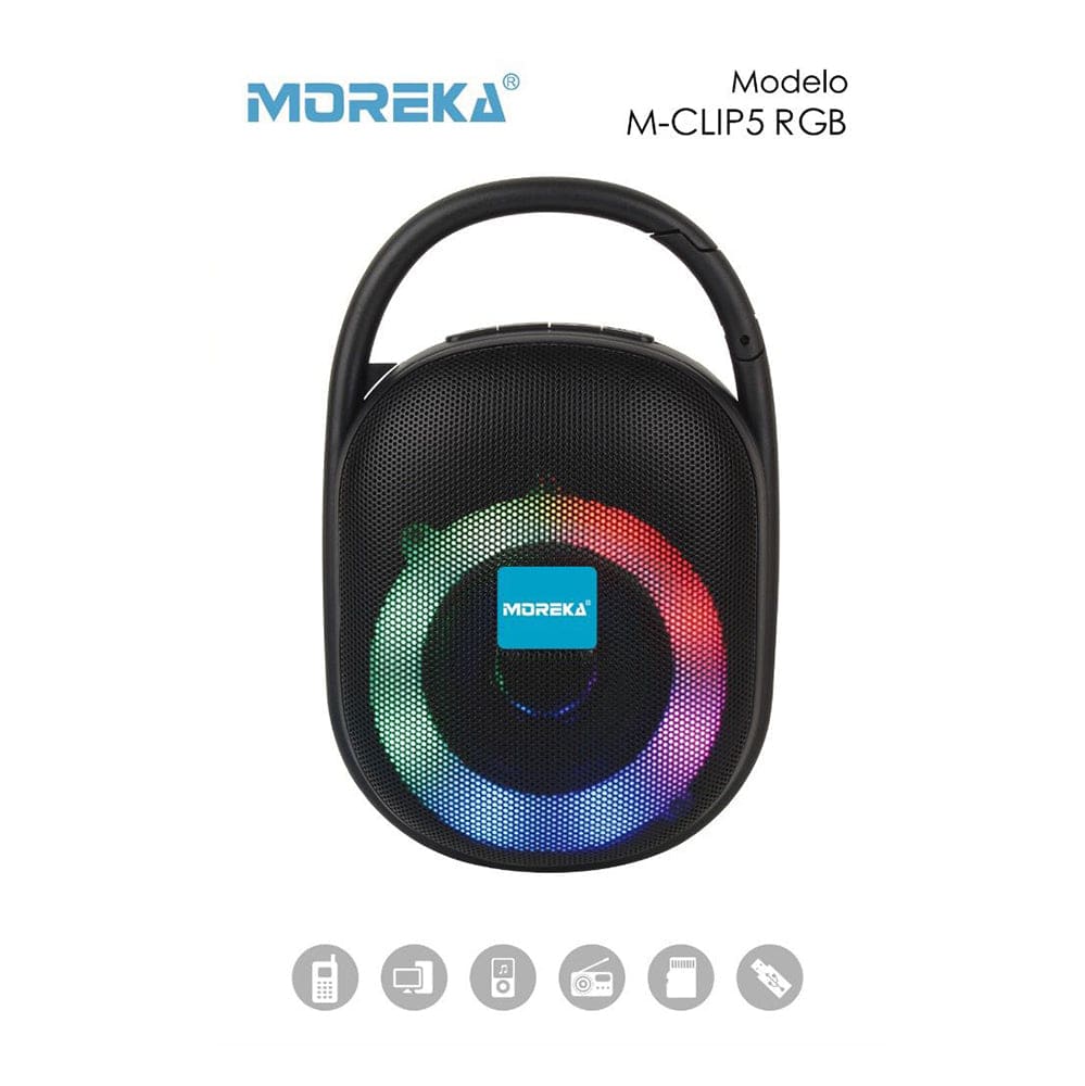 Bocina  Moreka  M-CLIP5 RGB, Bluetooth, TF Card, Radio FM, USB7