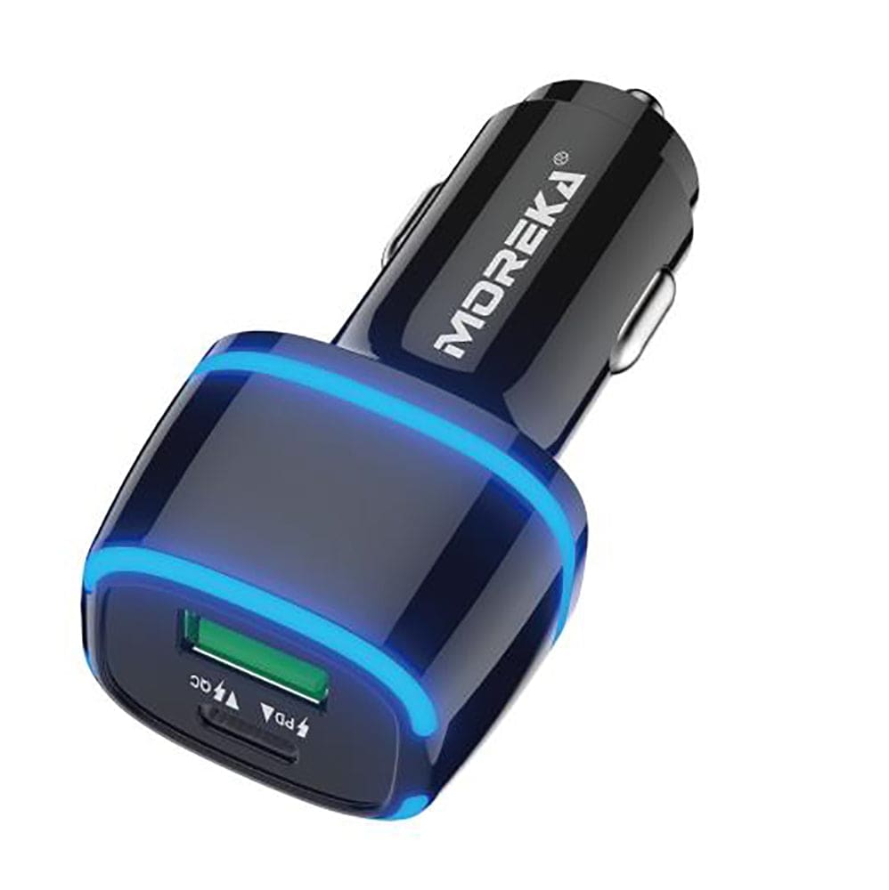 Turbo Cargador De Carro 45W Moreka CP009 PlugIn  puertos USB y C2