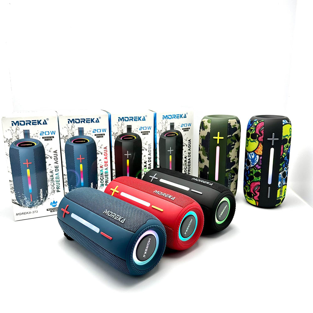 Bocina Bluetooth Moreka 373  Resistente al agua IPX6, Radio FM, USB, Micro SD4