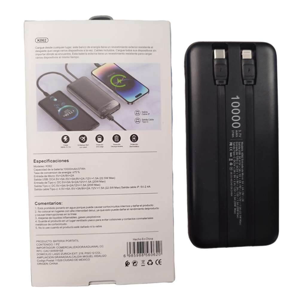 Powerbank Moreka K062 10000 mAh Tipo C IP Carga Rápida 22.5W5