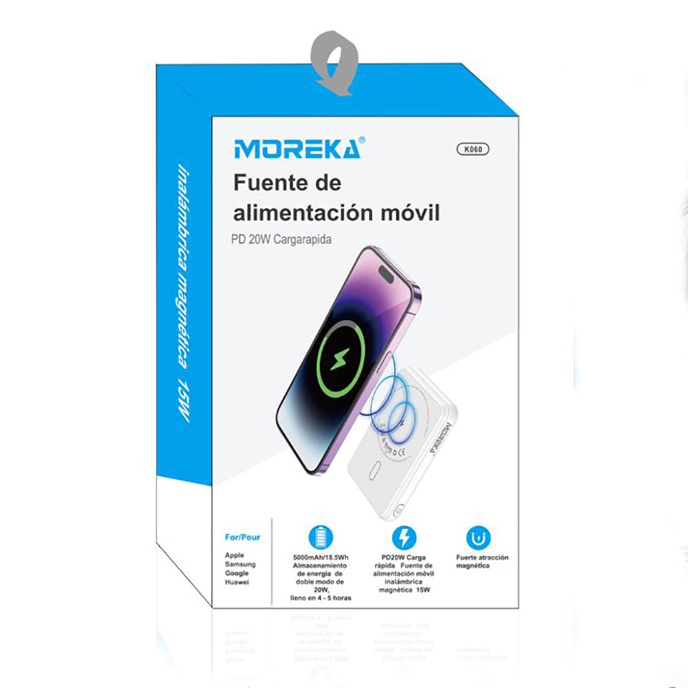 Powerbank Moreka K060 5000 mAh Carga Rápida 20W inalámbrica6