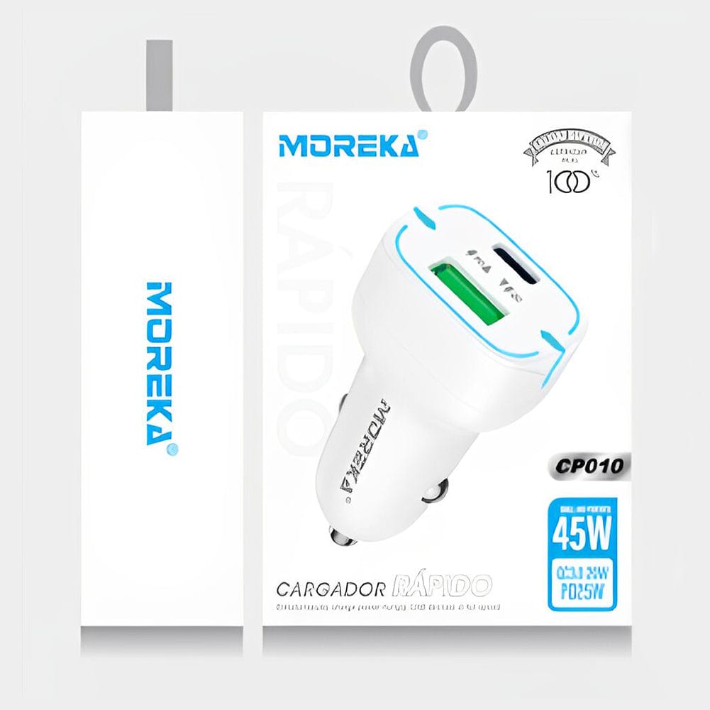 Cargador De Carro Moreka CP010 PlugIn 45W puertos USB y C5
