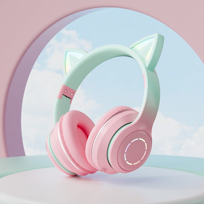 Diadema Gato Bluetooth inalámbrico Baja latencia larga duración RGB ST89M7