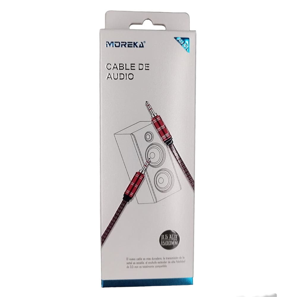 Cable De Audio, Moreka AU-01, Auxiliar 3.5, 1500mm, Reforzado12