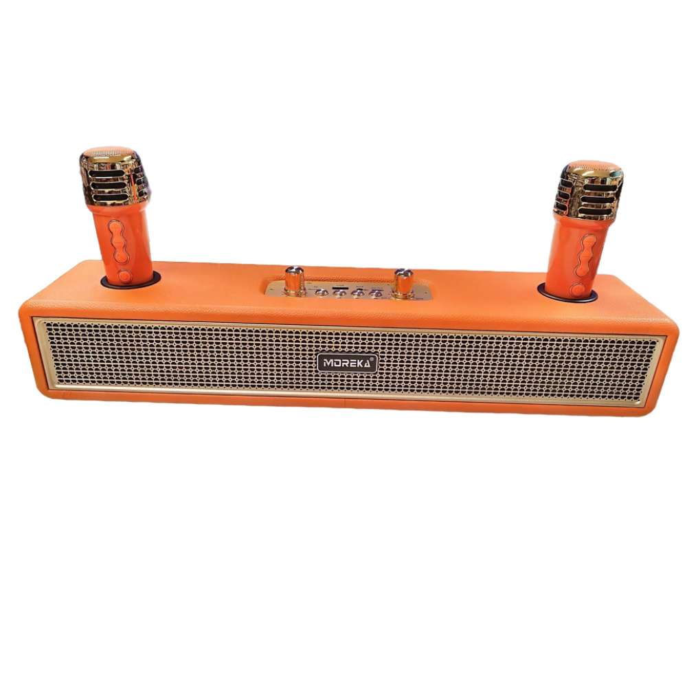 Bocina Karaoke Bluetooth  FM dual microfonos retro Moreka 3827