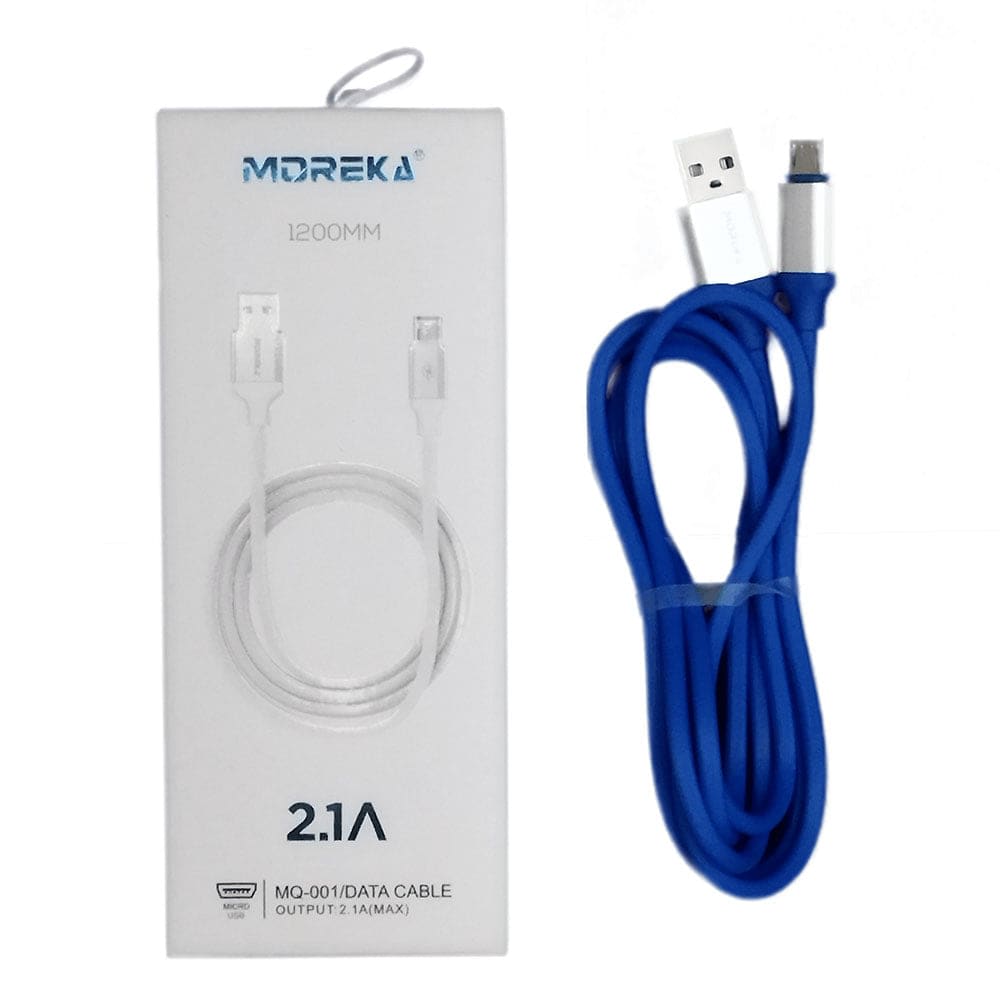 Cable Tipo V8 Micro USB, Moreka MQ-001, 2.1 A y Datos, 1 M.1