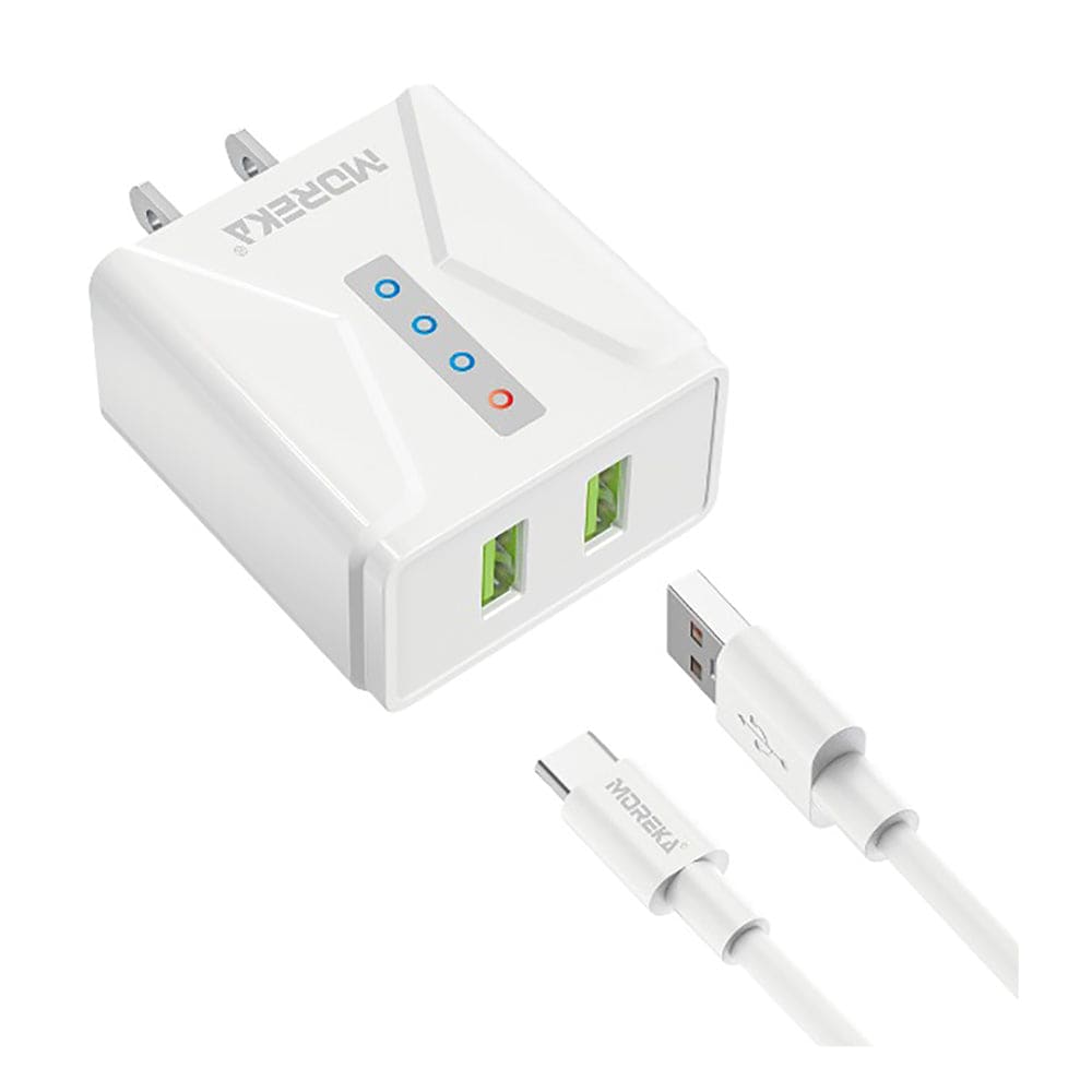Cargador Moreka N0432 2.4A 2 USB Incluye Cable C 1M1