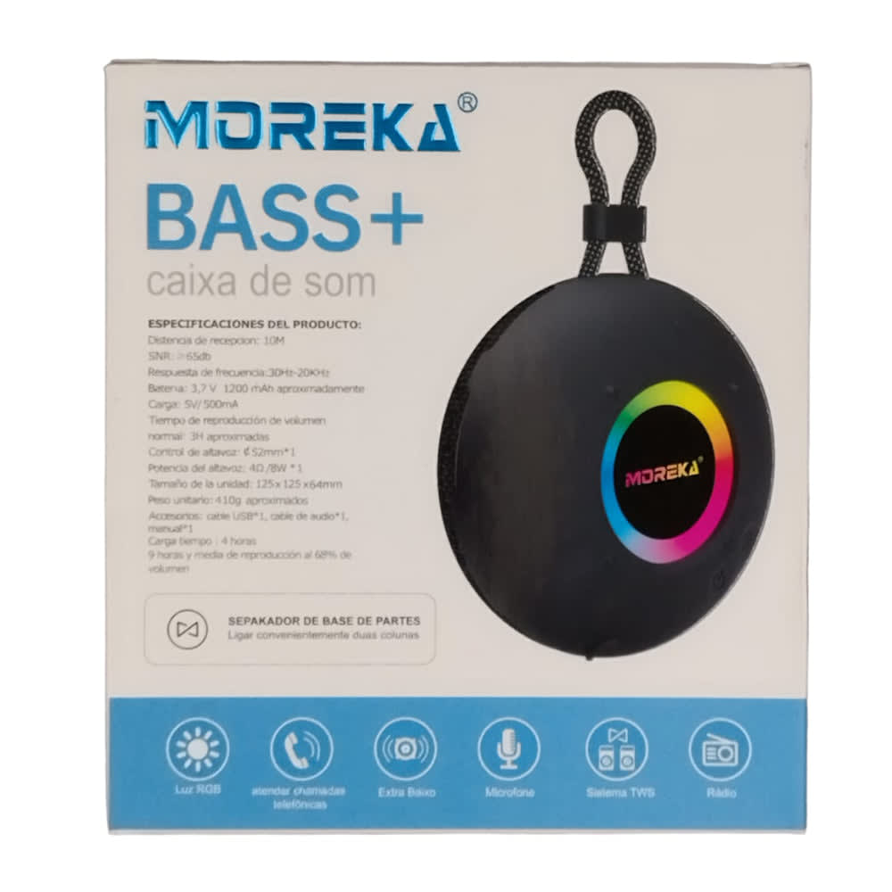 Bocina Bluetooth Moreka 374  Resistente al agua IPX6, Radio FM, USB, Micro SD11