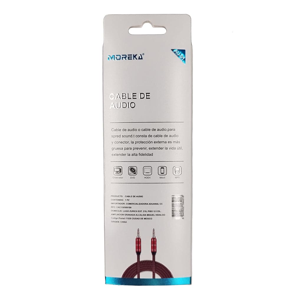 Cable De Audio, Moreka AU-01, Auxiliar 3.5, 1500mm, Reforzado13