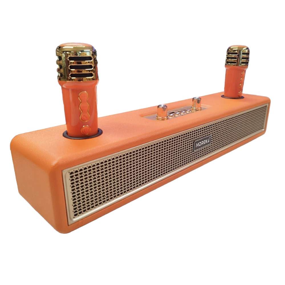 Bocina Karaoke Bluetooth  FM dual microfonos retro Moreka 3828