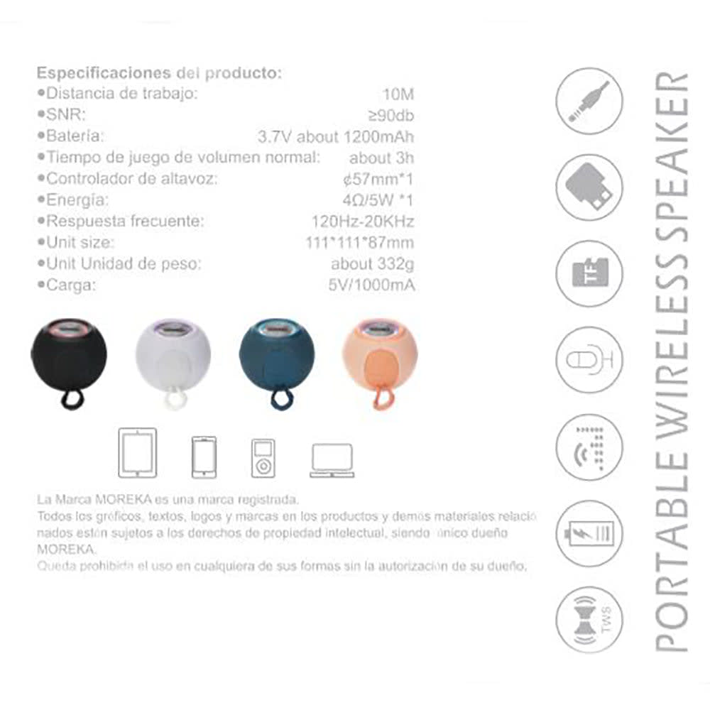 Bocina  Moreka M-337, Bluetooth, TF Card, Radio FM, USB11