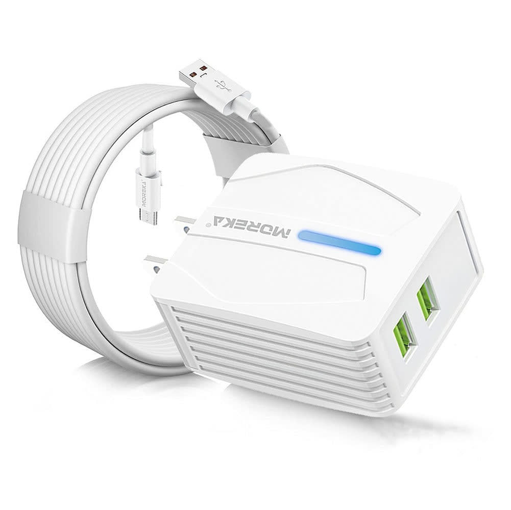 Cargador Moreka N0411 2.4A 2 USB incluye Cable V8 1M1