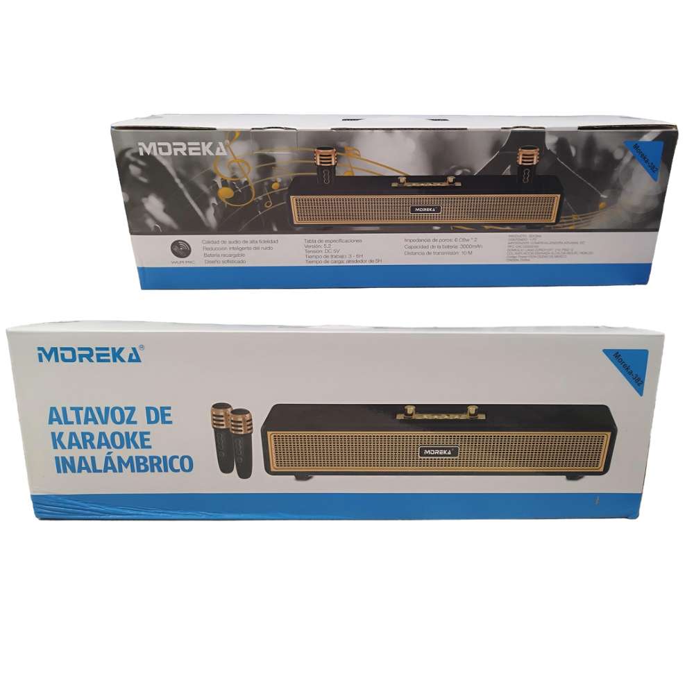 Bocina Karaoke Bluetooth FM dual microfonos retro Moreka 38210