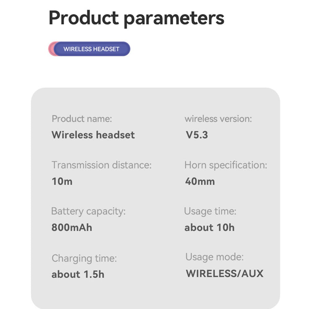 Diadema Gato Bluetooth inalámbrico Baja latencia larga duración RGB ST89M11
