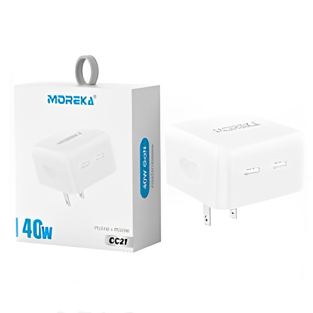 Cargador 40W Moreka CC21 Cubo Carga Rapída Doble USB3