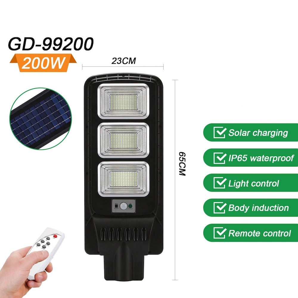 Luminaria Suburbana Alumbrado Publico Solar 200W con Sensor Movimiento GD-992007