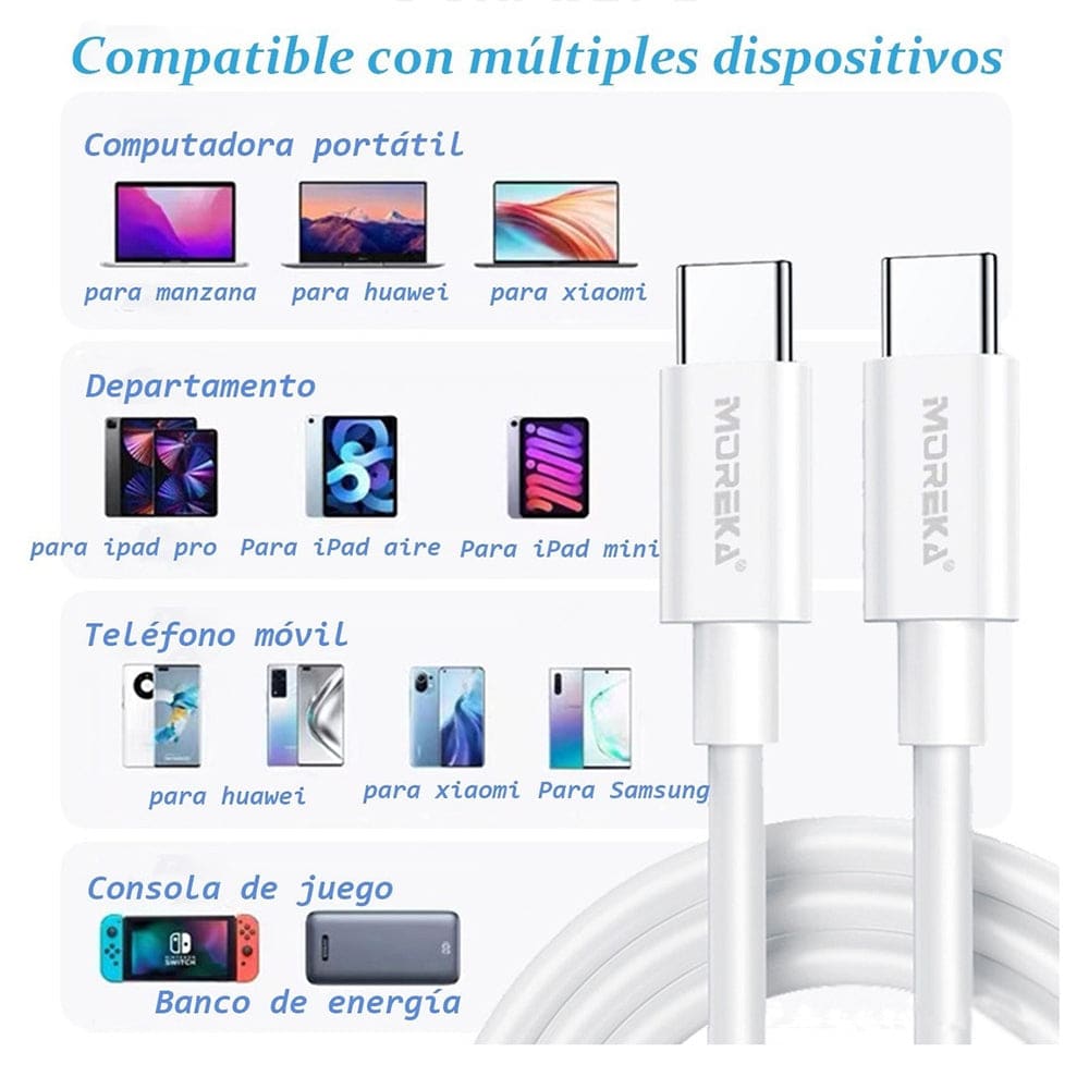 Cargador Moreka N0412 2.4A 2 USB Incluye Cable C 1M2