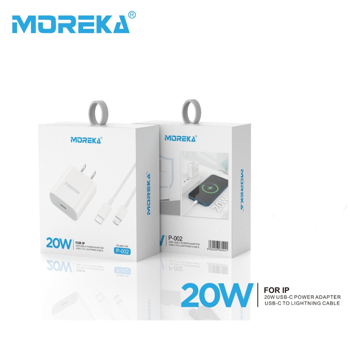 Cargador MOREKA P-202 20W 3.1A Puerto C Cable IP 1M2