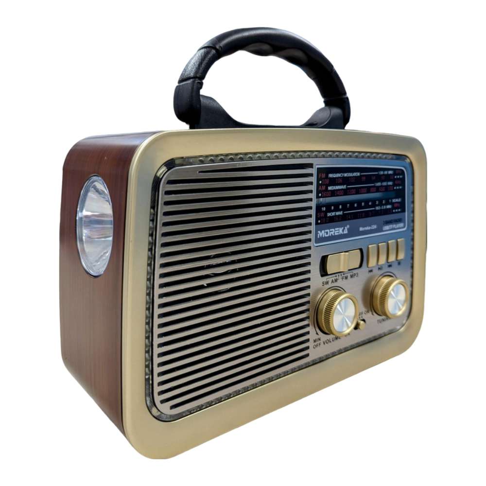 Bocina Radio FM - AM Moreka 224, Bluetooth, TF Card, Lampara, USB10