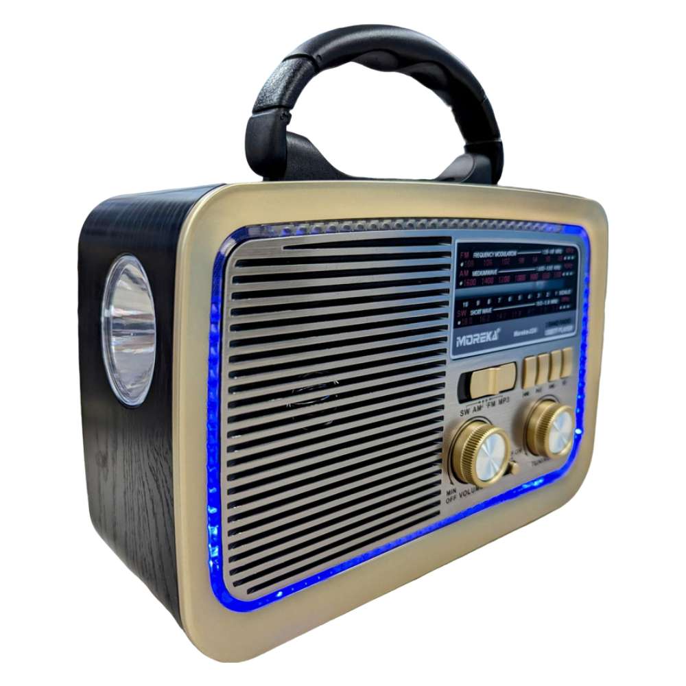 Bocina Radio FM - AM  Moreka 224, Bluetooth, TF Card, Lampara, USB9