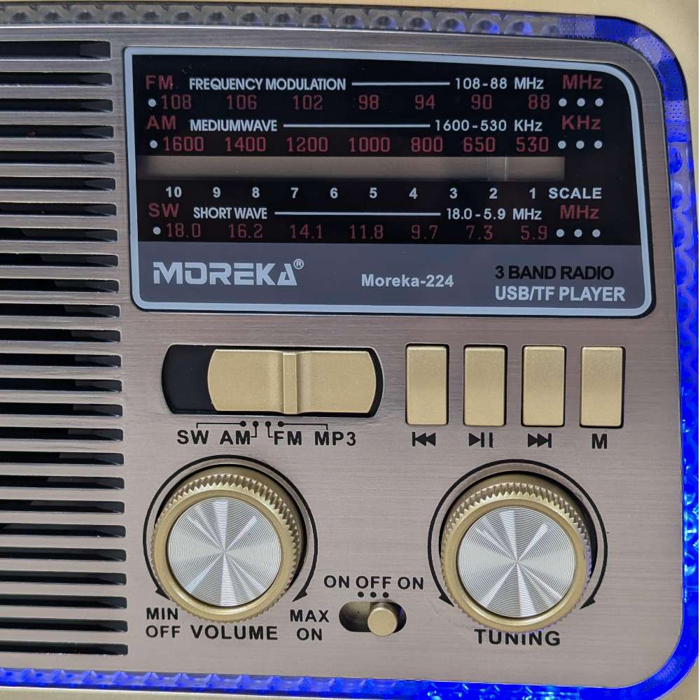 Bocina Radio FM - AM  Moreka 224, Bluetooth, TF Card, Lampara, USB4