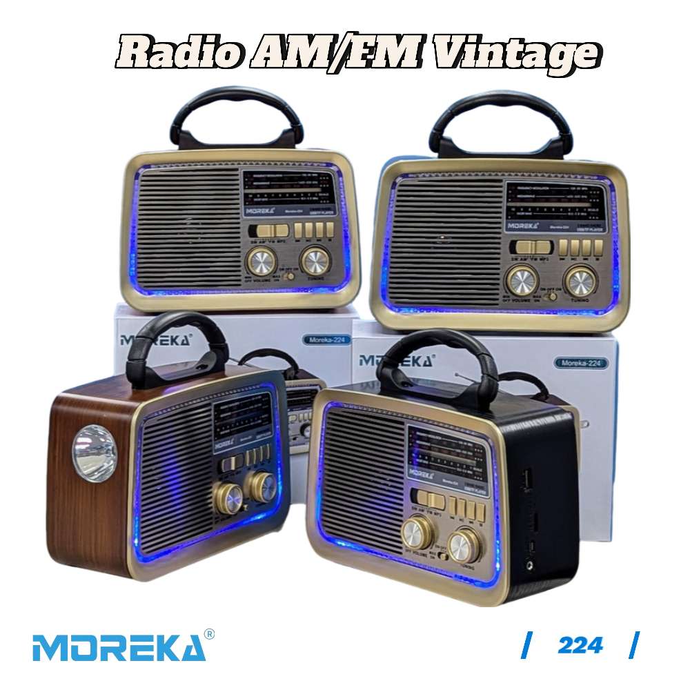 Bocina Radio FM - AM Moreka 224, Bluetooth, TF Card, Lampara, USB2