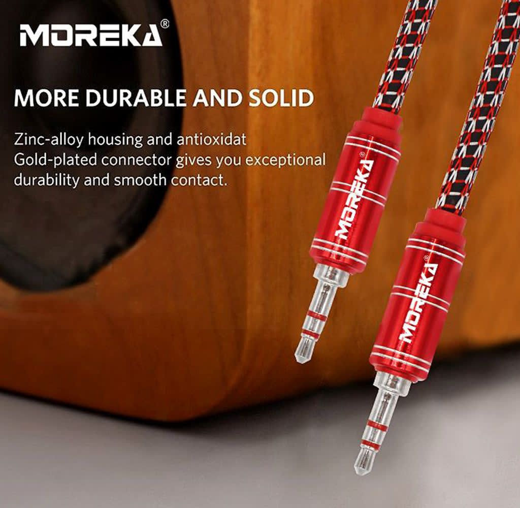 Cable De Audio, Moreka AU-01, Auxiliar 3.5, 1500mm, Reforzado14