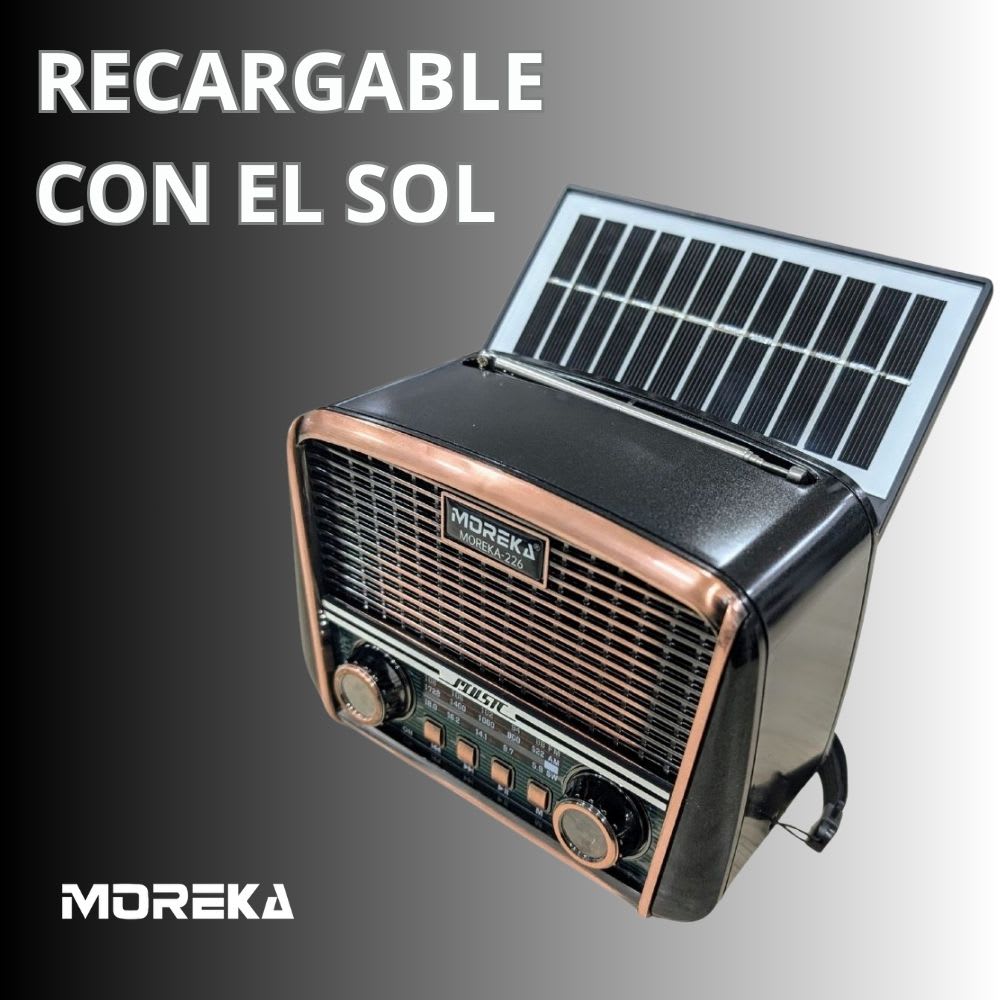 Bocina vintage Radio recarga Solar Bluetooth Moreka 2262