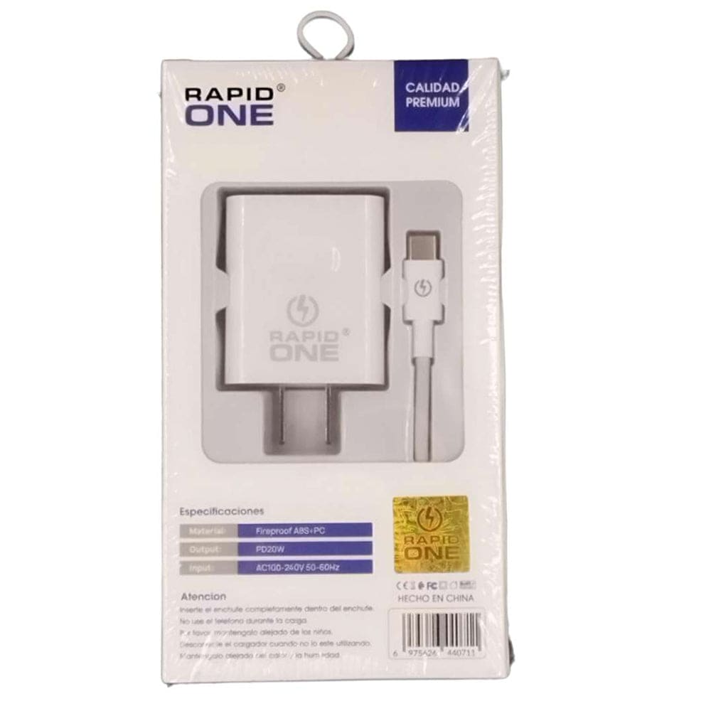 Cargador tipo C RAPIDONE CR1 20W, 3.1A, Cable 1.5M4