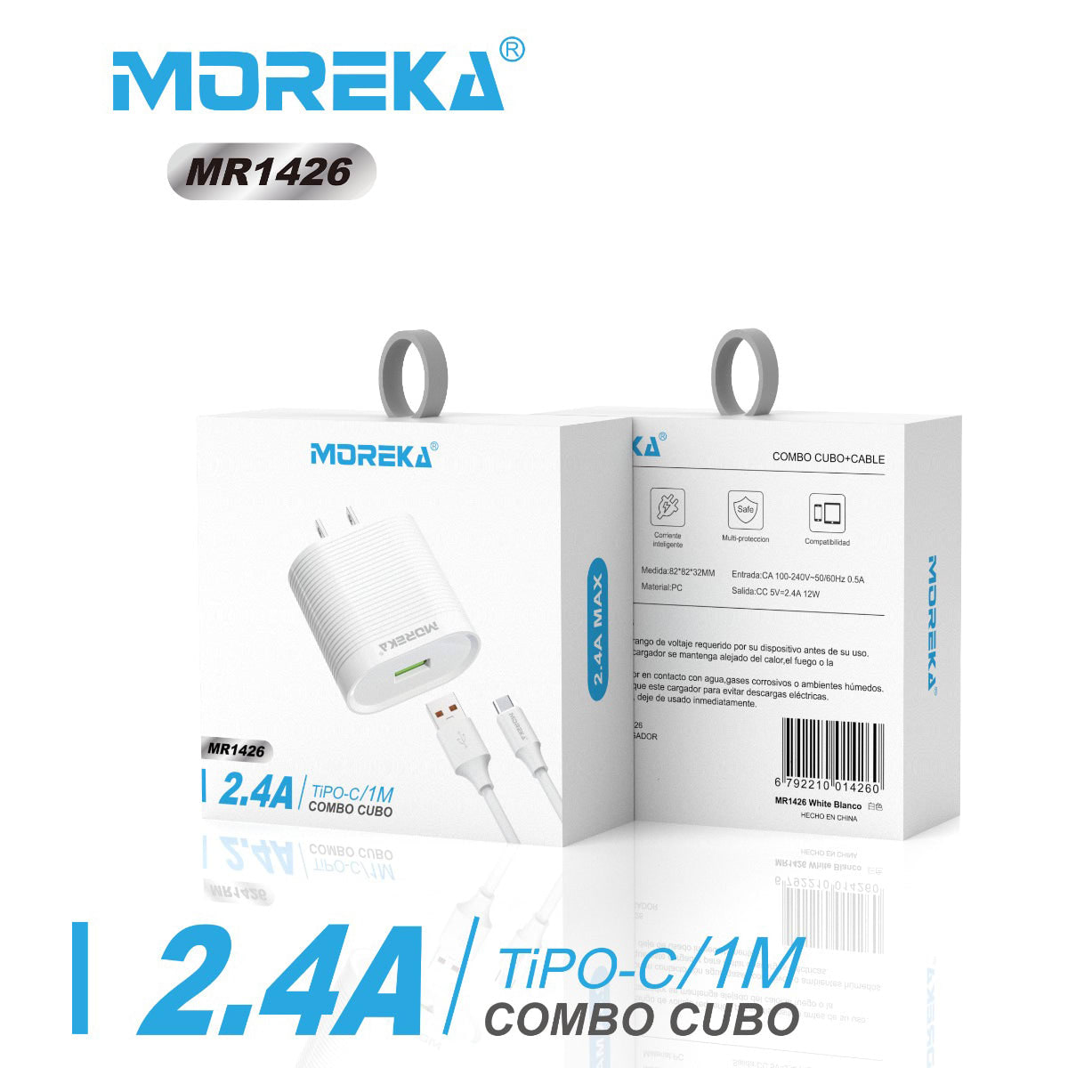 Cargador Tipo C Moreka MR1426 2.4A Incluye Cable2