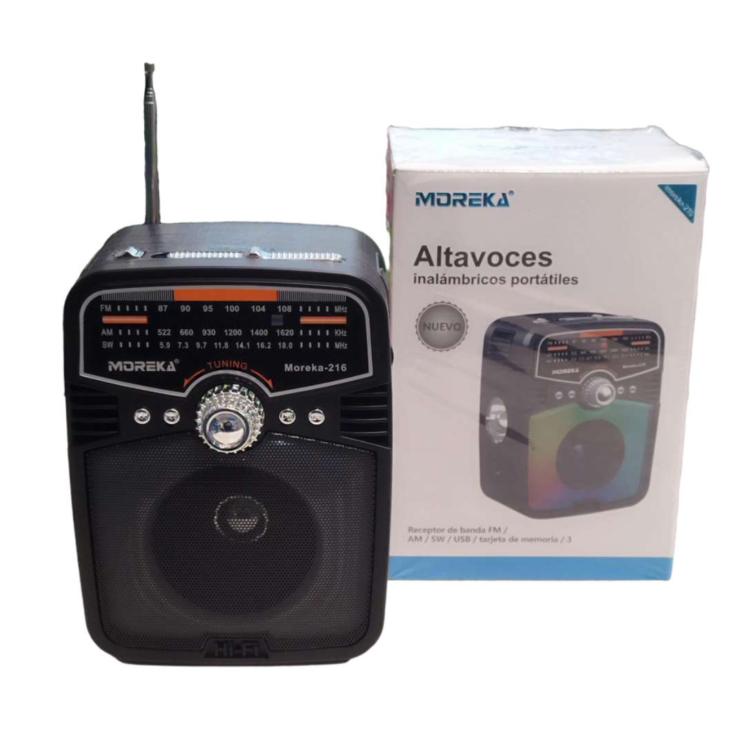 Bocina Radio FM - AM  Moreka 216, Bluetooth, TF Card, Lampara, USB4