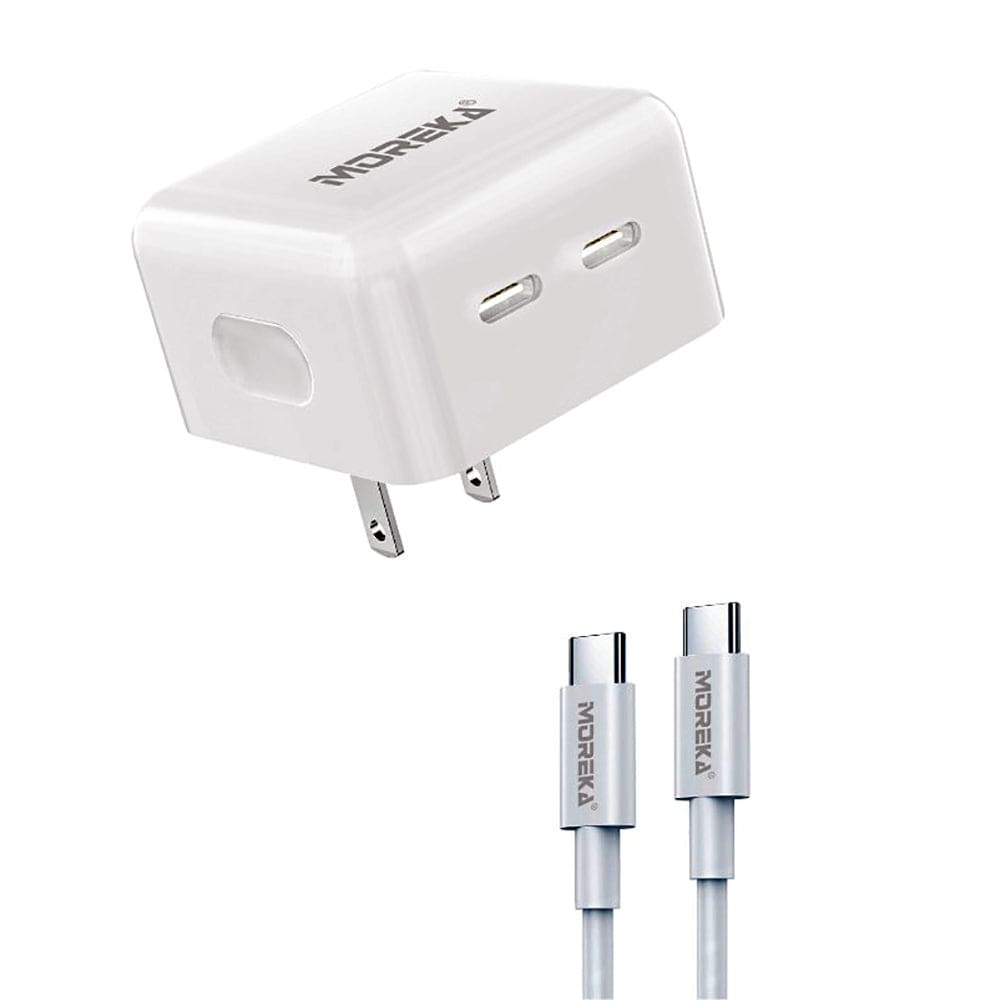 Turbo Cargador 40W Moreka CC22 doble puerto C Cable tipo C 1M6