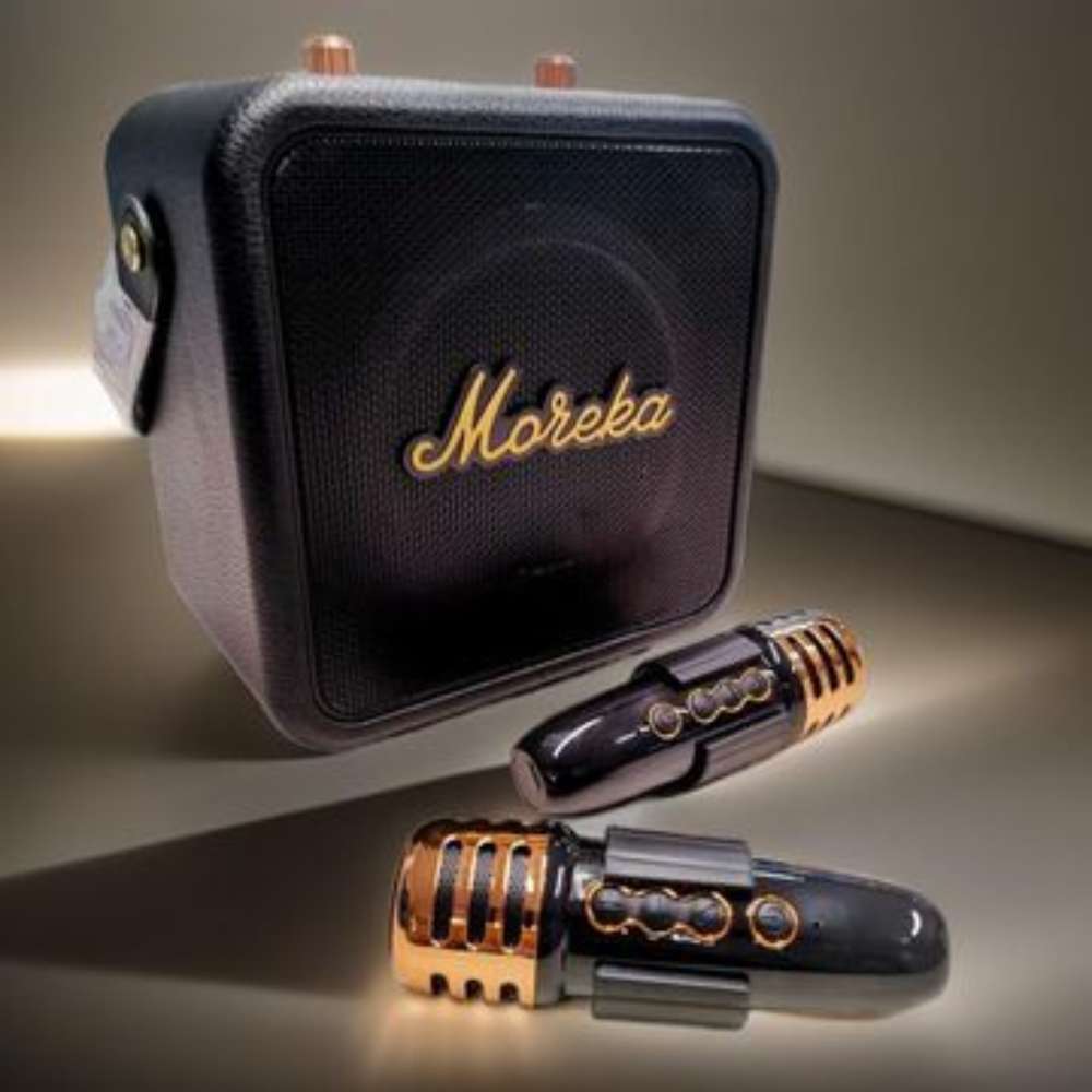 Bocina Karaoke Bluetooth  FM dual microfonos RGB Moreka 392+2