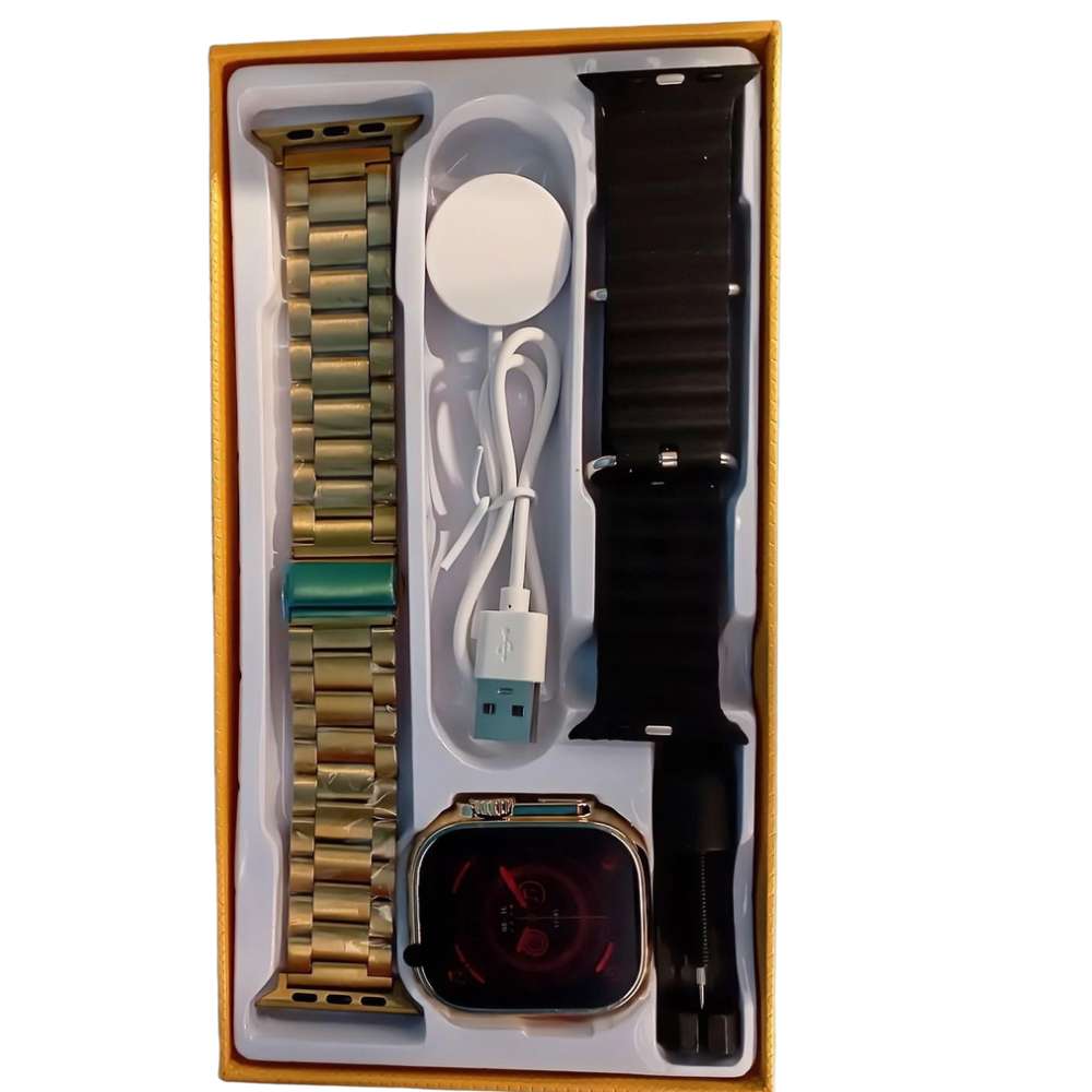 Smart Watch  X8 ULTRA Max Golden Carga Inalámbrica 2 correas2