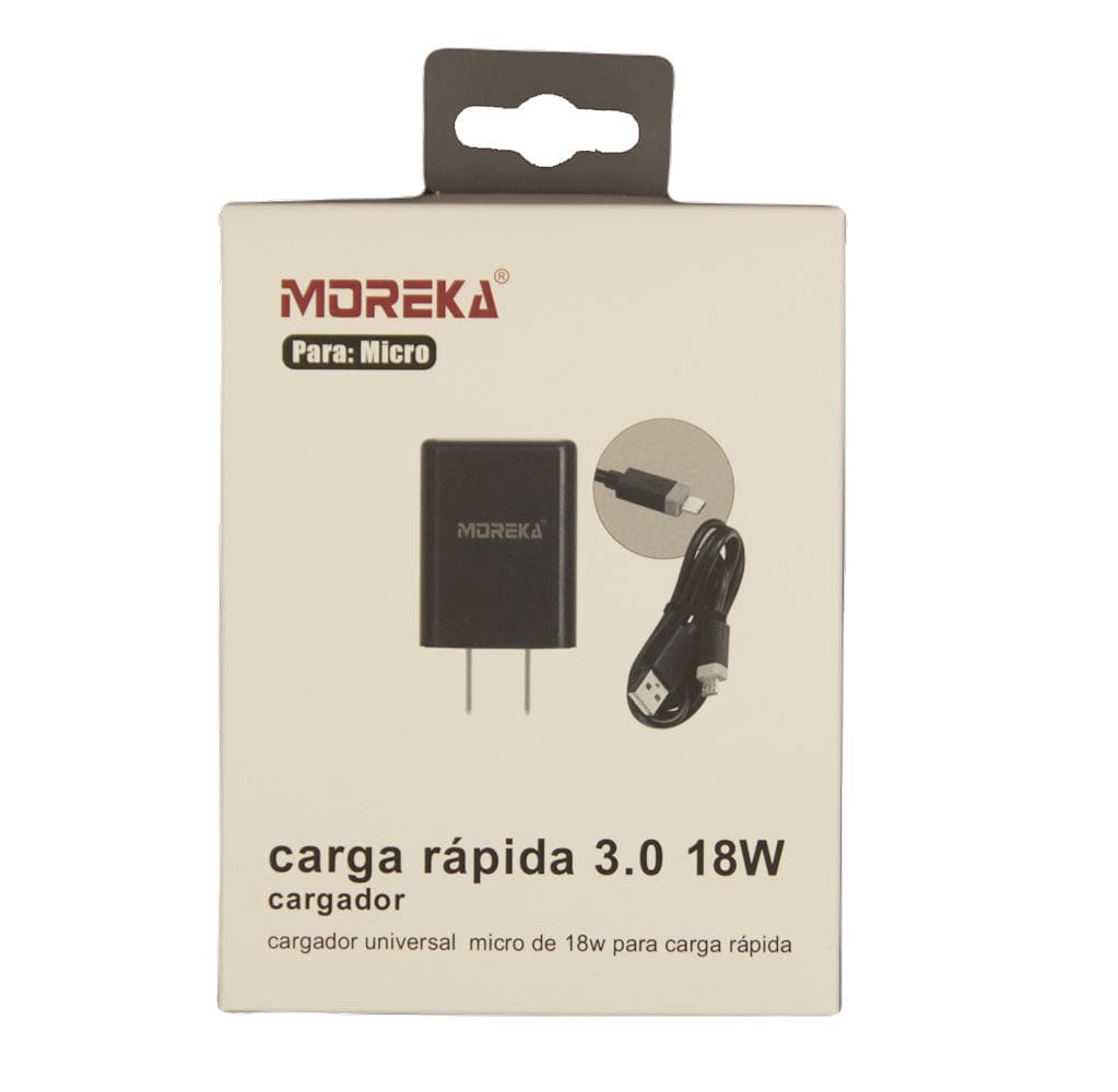 Cargador Micro USB, Moreka 18w, 3.0A cable tipo V82